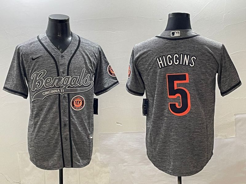 Men Cincinnati Bengals #5 Hiccins Grey Joint Name 2025 Nike Limited NFL Jersey style 5->cincinnati bengals->NFL Jersey